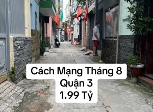 Bán nhà hẻm 3m Cách Mạng Tháng 8, Quận 3, 2 lầu, 1.99 tỷ