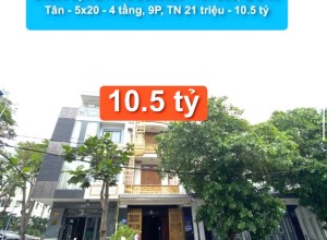 Khách sạn MT khu Bonchen - Tên Lửa, Q Bình Tân -  5x20 -  4 tầng, 9P, TN 21 triệu - 10.5 tỷ